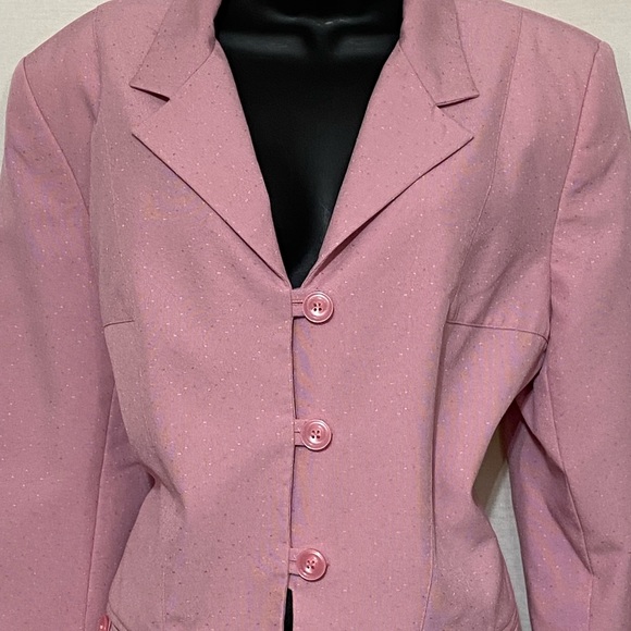 E-32 Sag Harbor PLUS SIZE 16 Pink Dotted Blazer Suit Jacket - Picture 8 of 15
